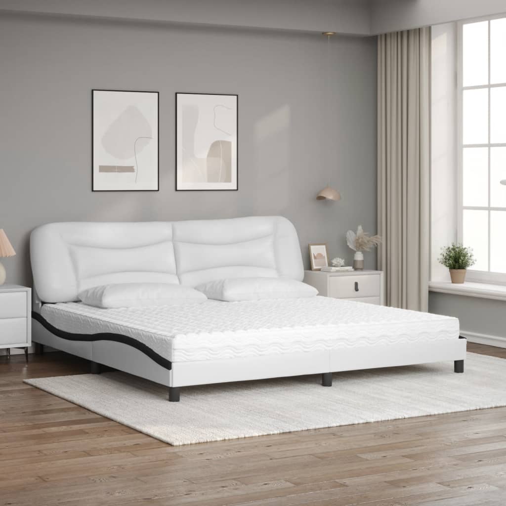 seng med madras Hvar 200x200 cm kunstlæder hvid og sort