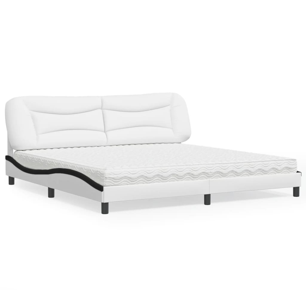 seng med madras Hvar 200x200 cm kunstlæder hvid og sort