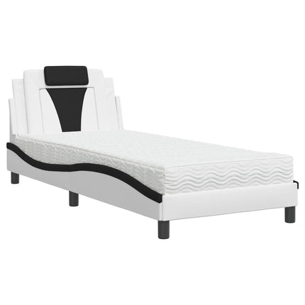 seng Viana med madras 90x190 cm kunstlæder hvid og sort