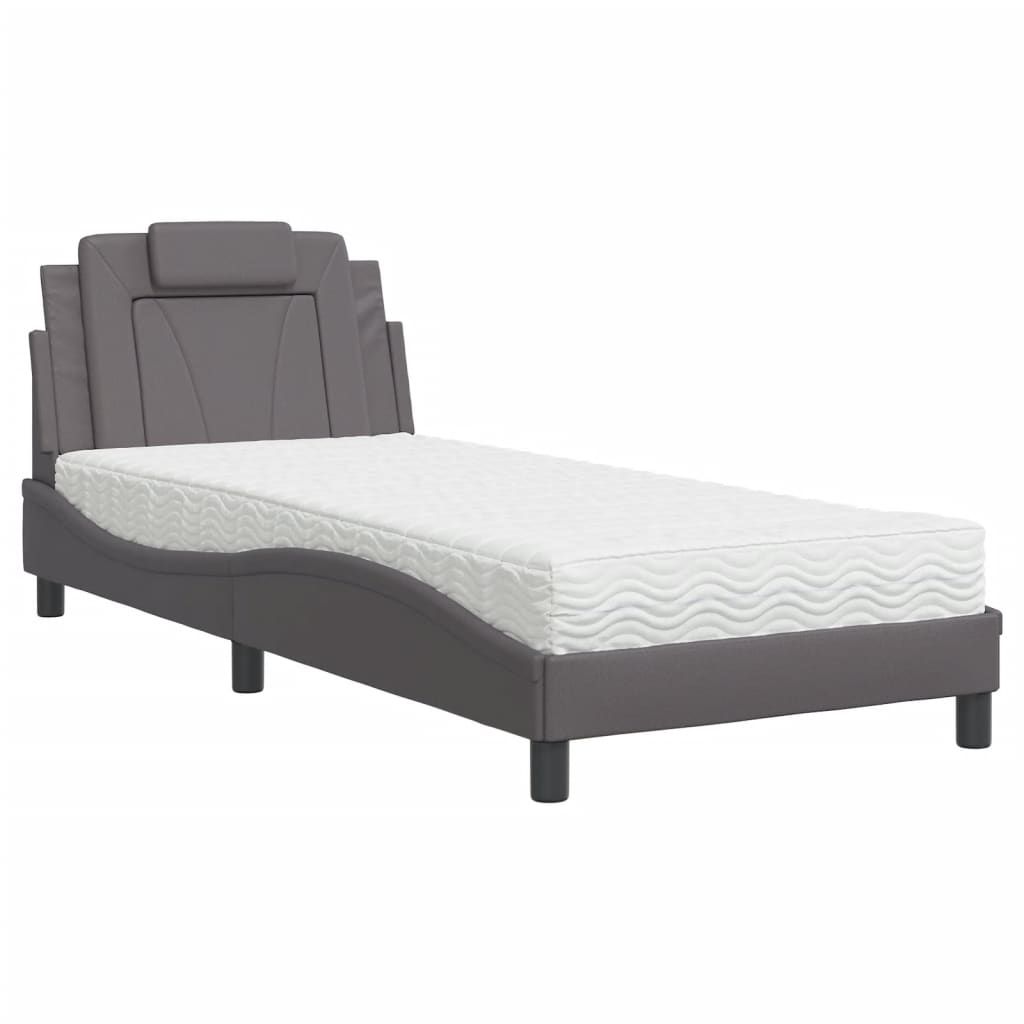 seng Viana med madras 90x200 cm kunstlæder grå