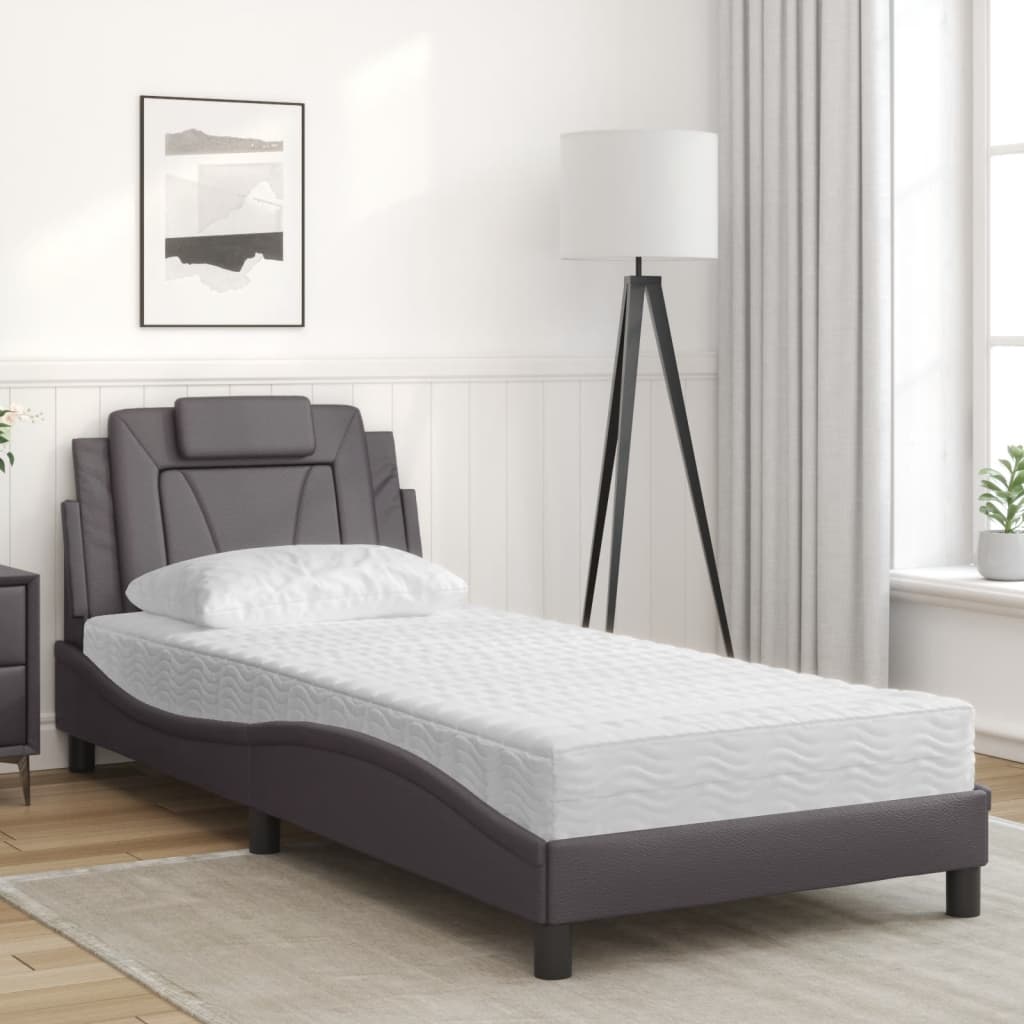 seng Viana med madras 90x200 cm kunstlæder grå