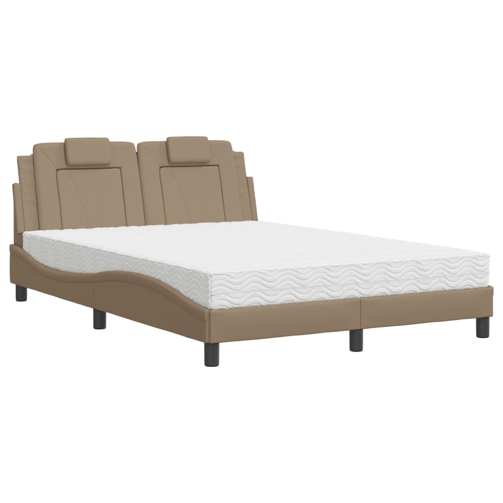 seng Viana med madras 120x200 cm kunstlæder cappuccinofarvet