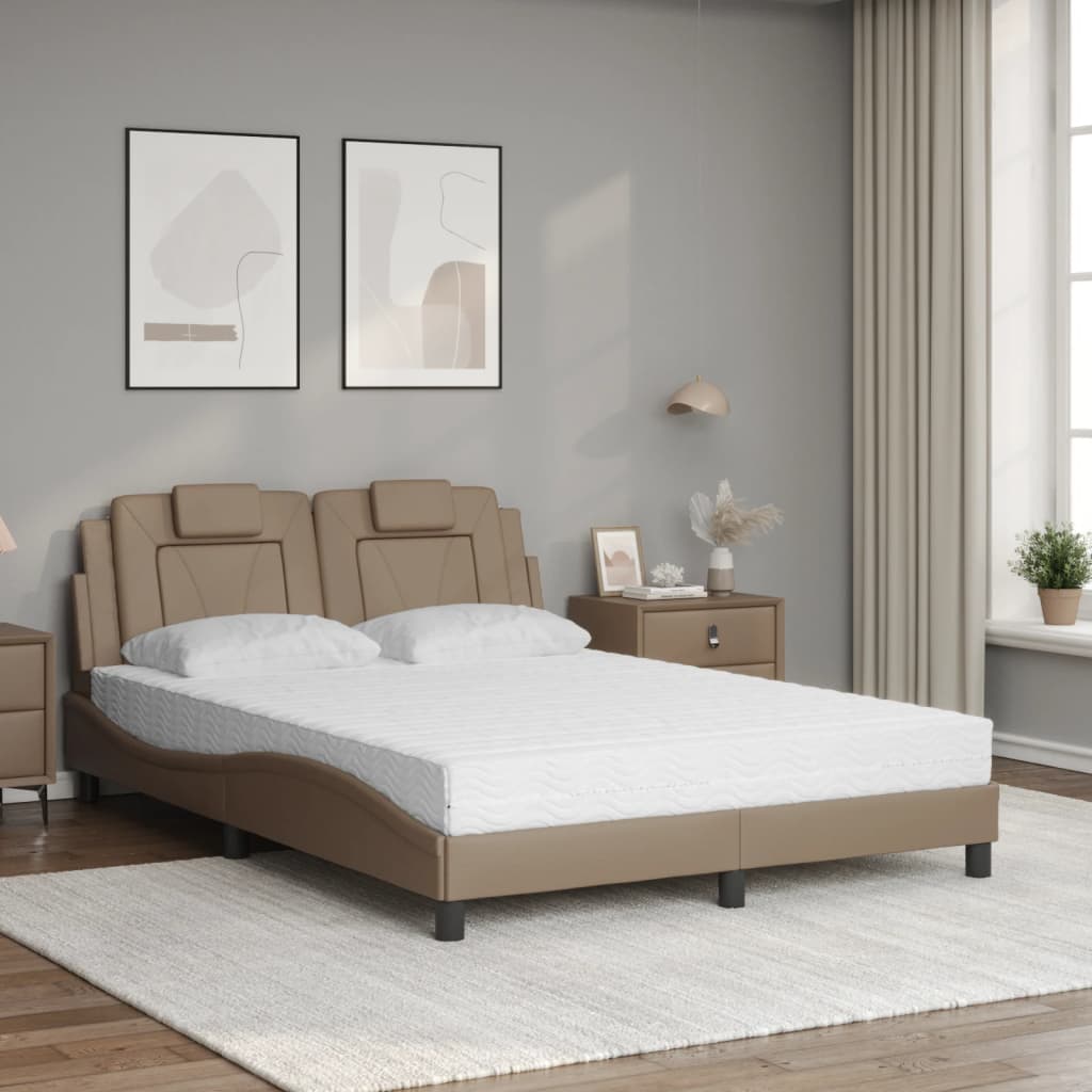 seng Viana med madras 120x200 cm kunstlæder cappuccinofarvet