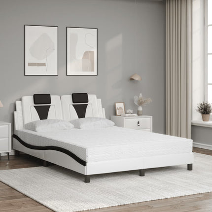 seng Viana med madras 120x200 cm kunstlæder sort og hvid