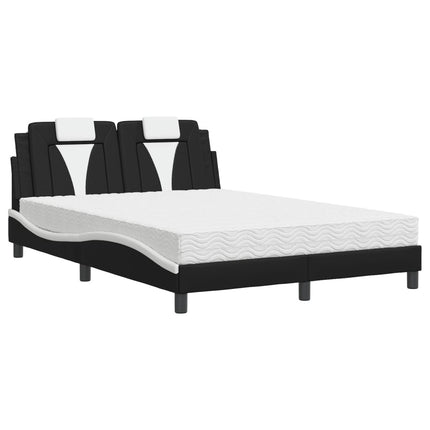 seng Viana med madras 140x190 cm kunstlæder sort og hvid
