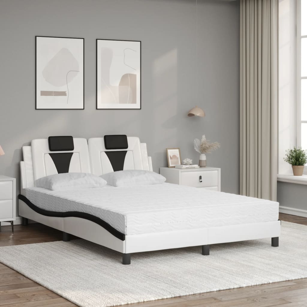 seng Viana med madras 140x190 cm kunstlæder hvid og sort