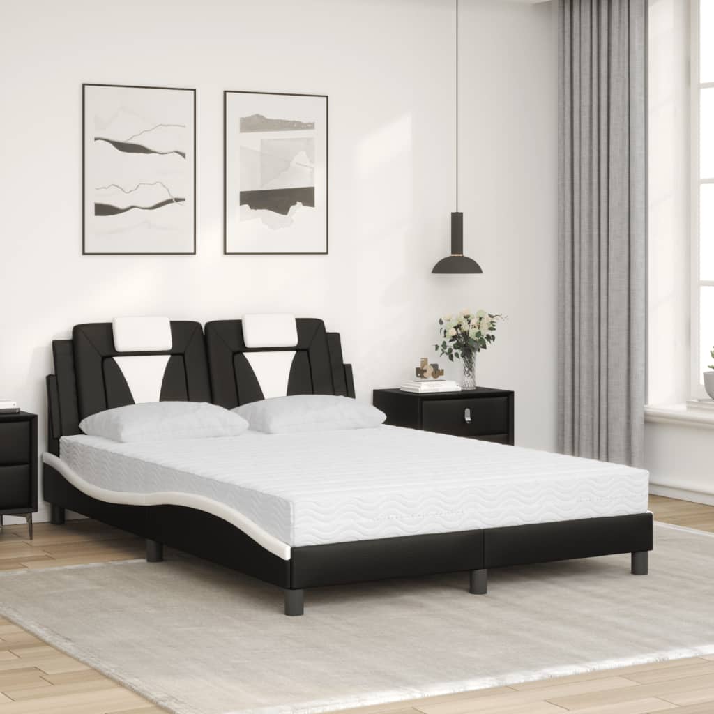 seng Viana med madras 140x200 cm kunstlæder sort og hvid