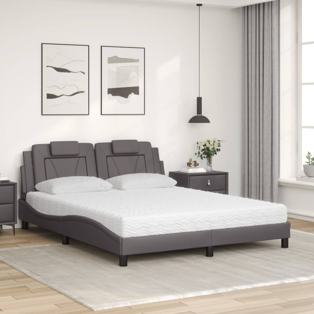 seng Viana med madras 160x200 cm kunstlæder grå