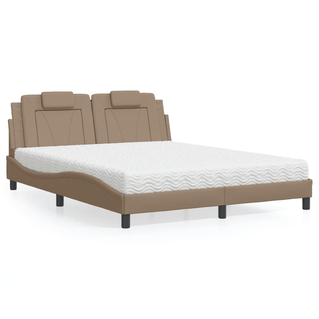 seng Viana med madras 160x200 cm kunstlæder cappuccinofarvet