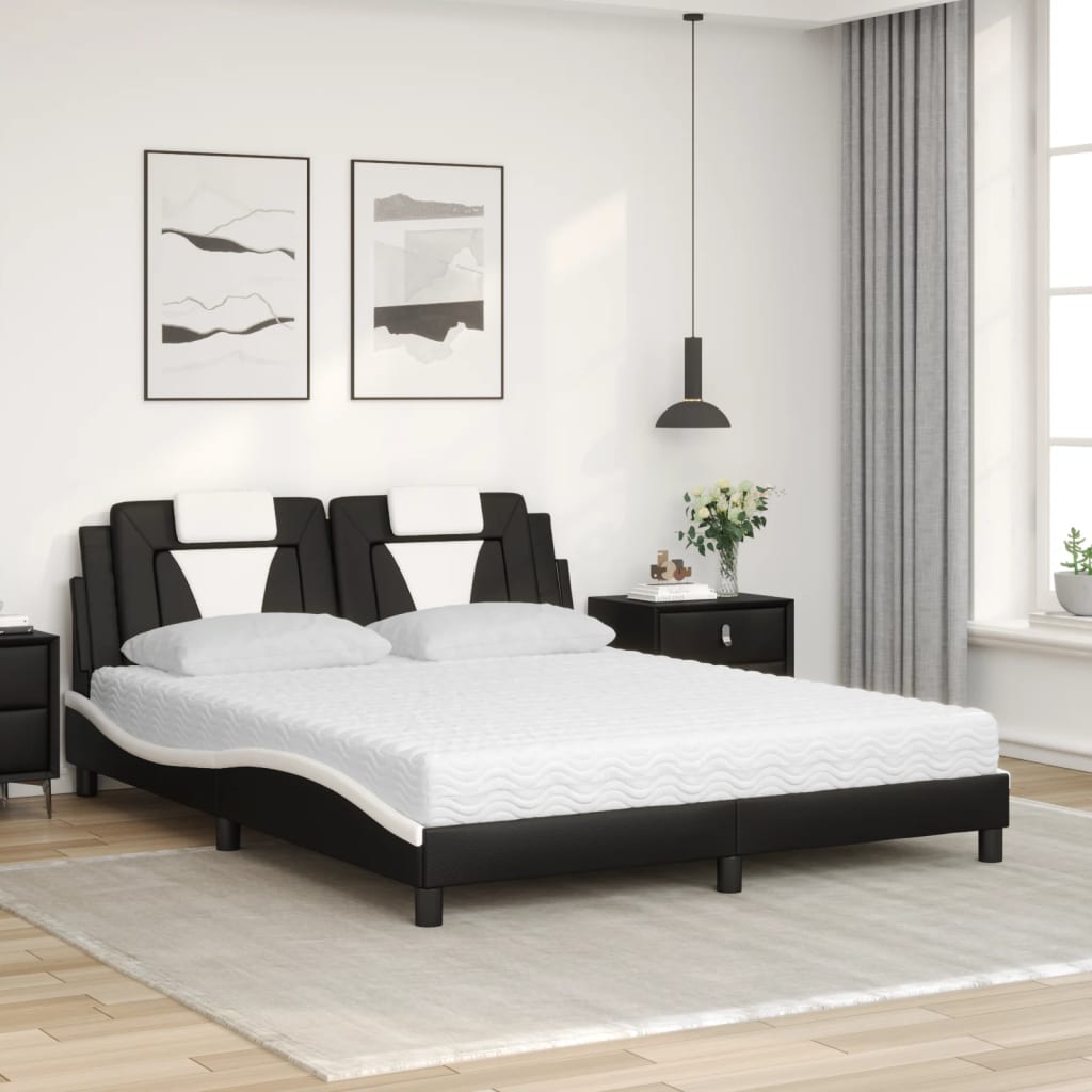 seng Viana med madras 160x200 cm kunstlæder sort og hvid
