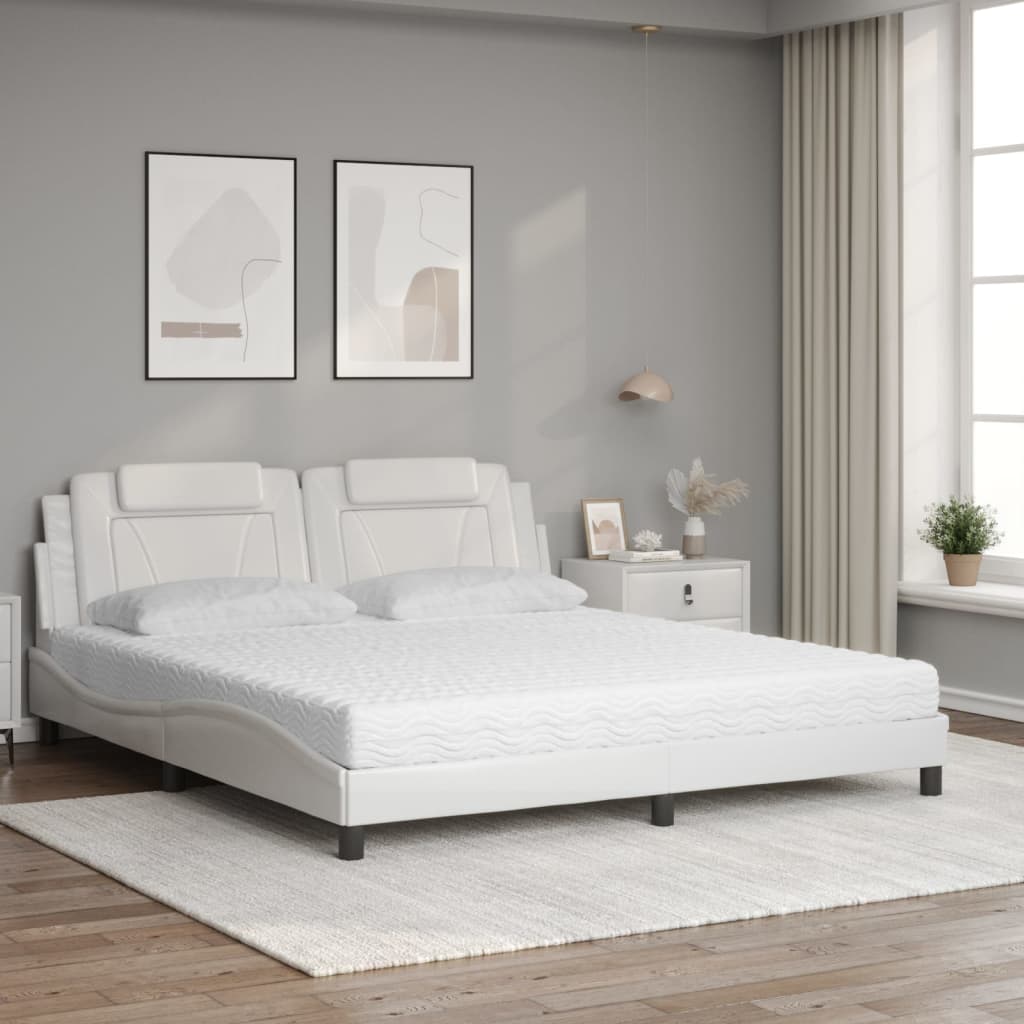 seng Viana med madras 180x200 cm kunstlæder hvid