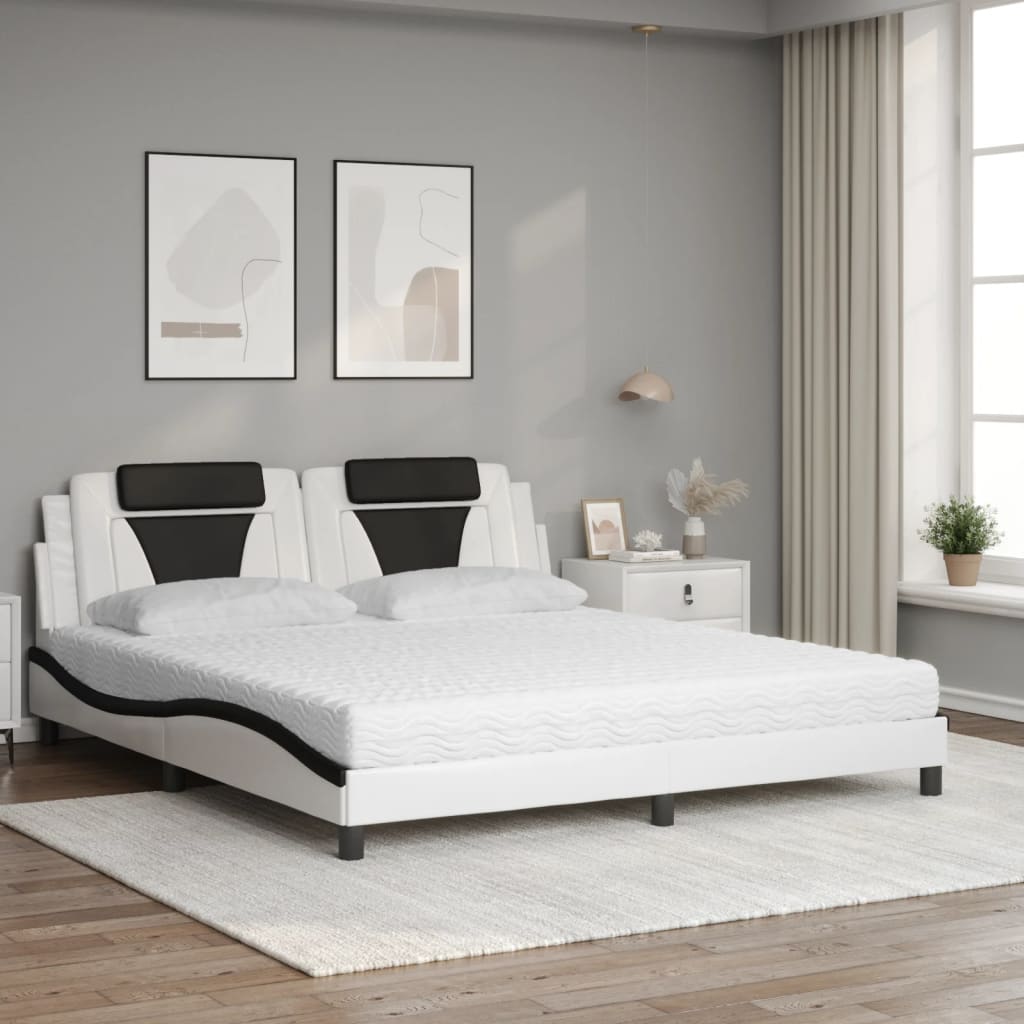 seng Viana med madras 180x200 cm kunstlæder hvid og sort