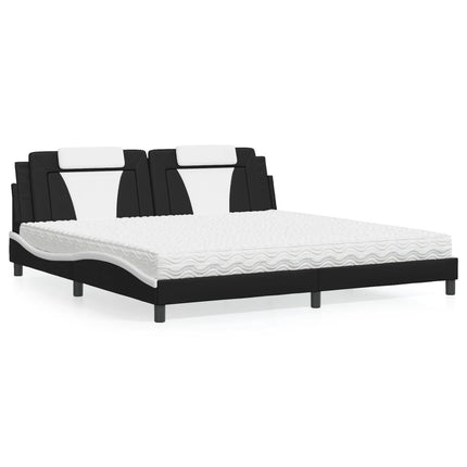 seng Viana med madras 200x200 cm kunstlæder sort og hvid