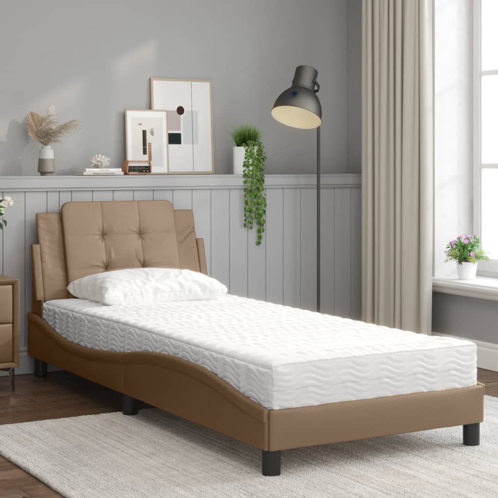 sengeramme uden madras Zadar 80x200 cm kunstlæder cappuccinofarvet