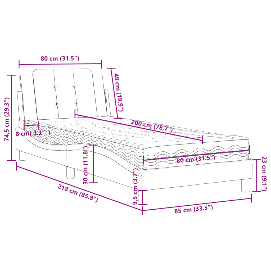 sengeramme uden madras Zadar 80x200 cm kunstlæder cappuccinofarvet