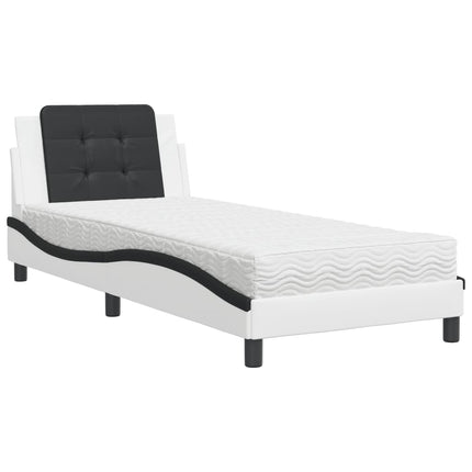 sengeramme uden madras Zadar 90x190 cm kunstlæder hvid og sort