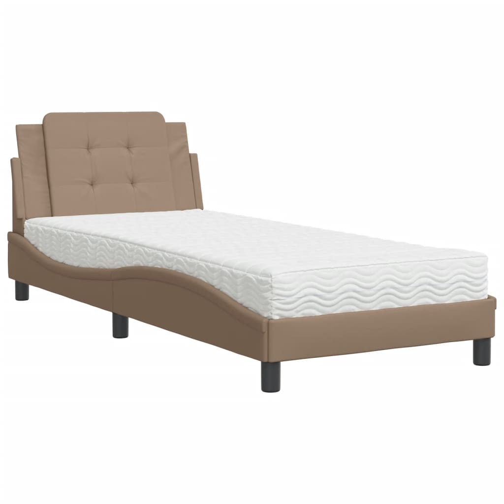 sengeramme uden madras Zadar 90x200 cm kunstlæder cappuccinofarvet