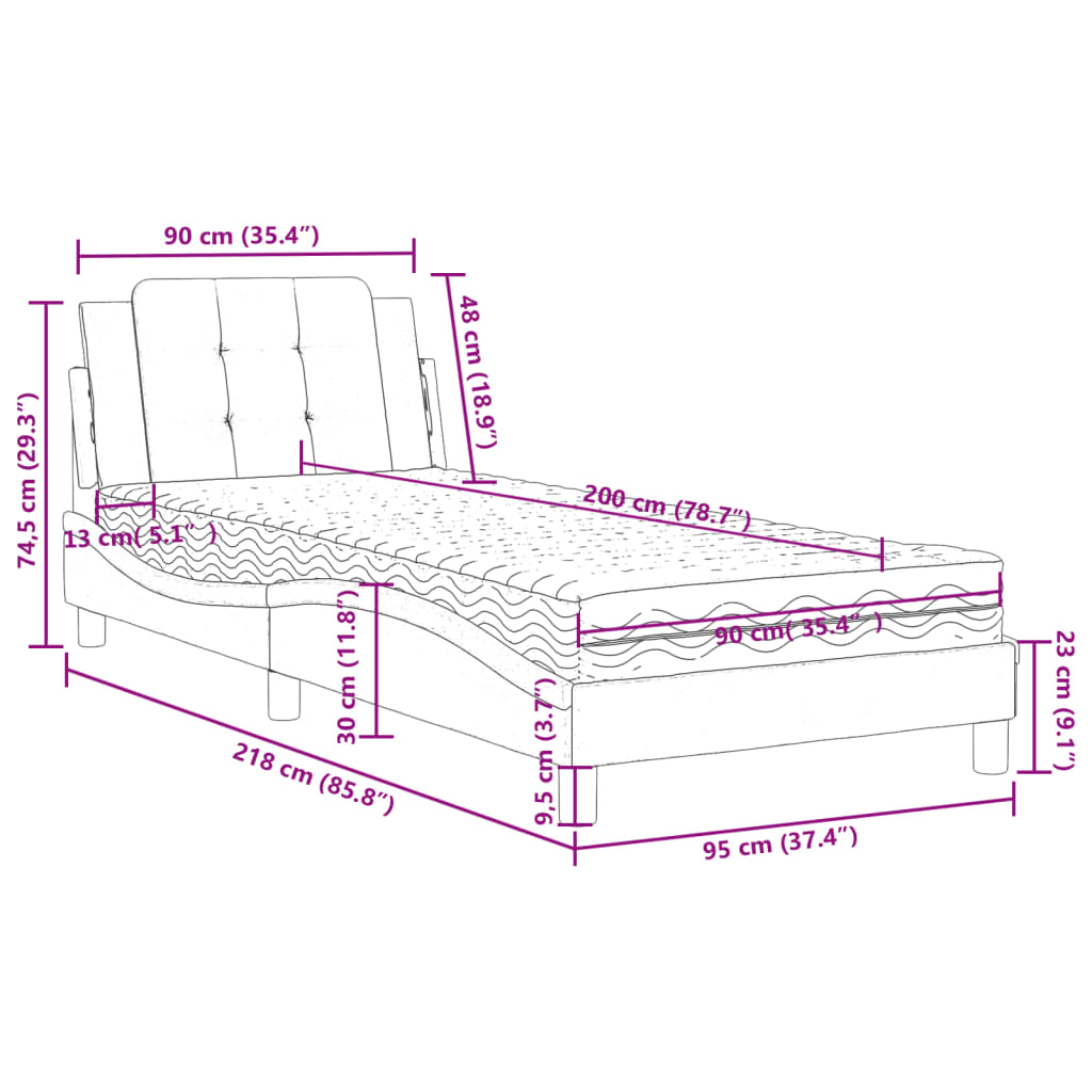sengeramme uden madras Zadar 90x200 cm kunstlæder cappuccinofarvet