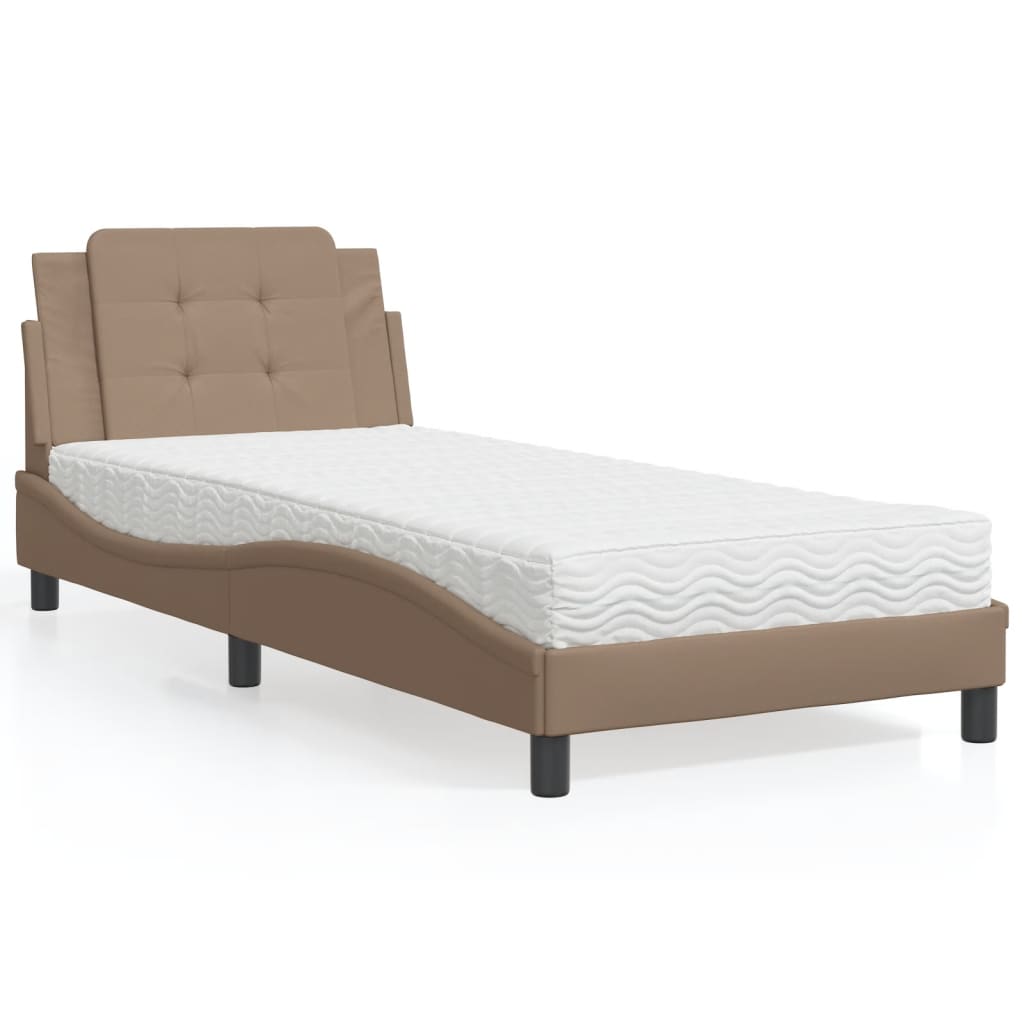 sengeramme uden madras Zadar 90x200 cm kunstlæder cappuccinofarvet