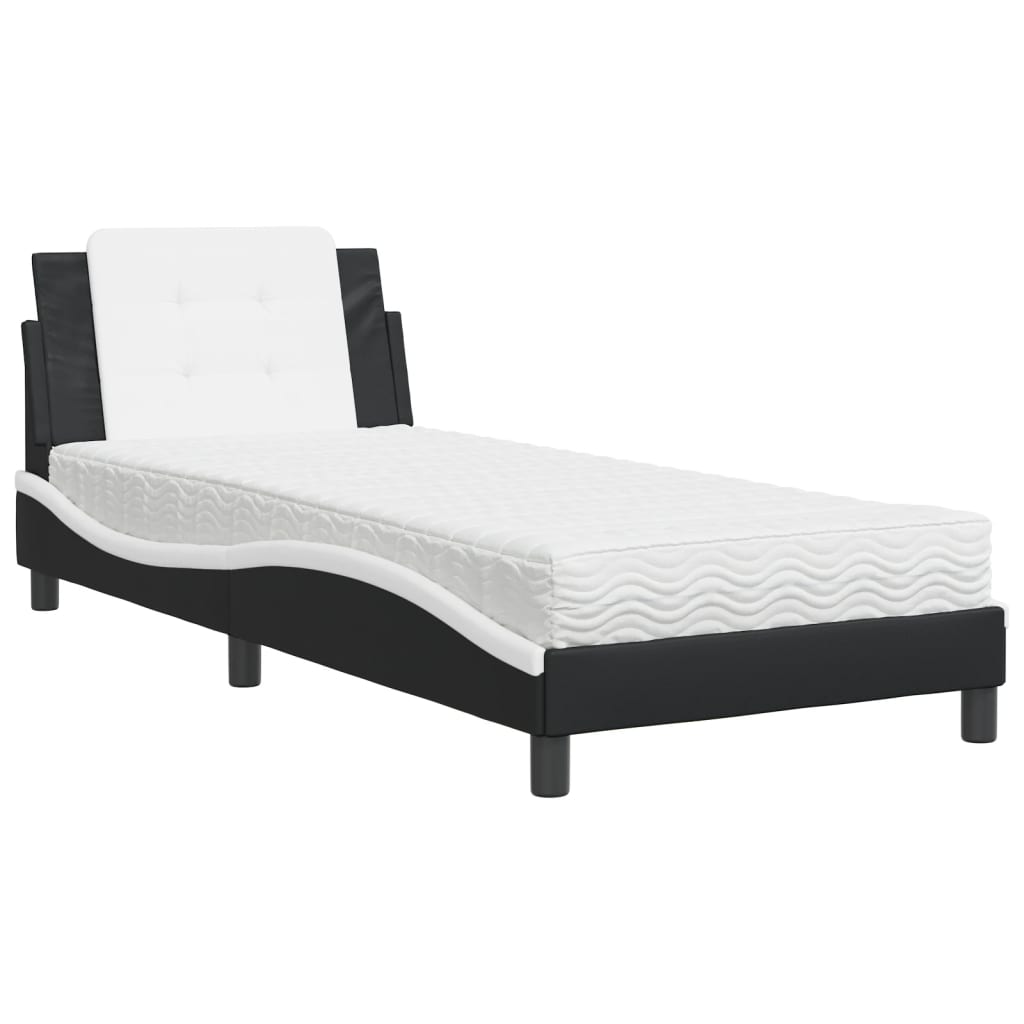 sengeramme uden madras Zadar 90x200 cm kunstlæder sort og hvid