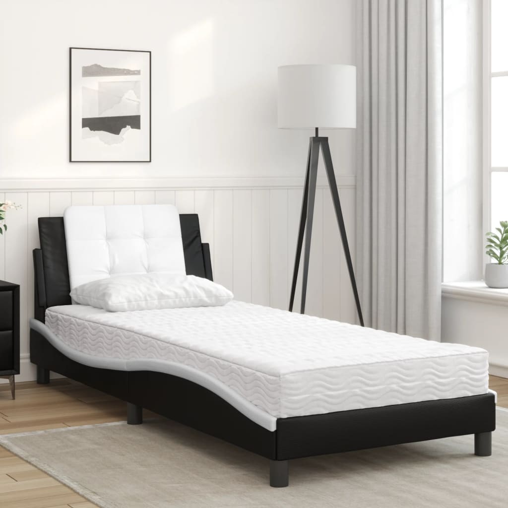 sengeramme uden madras Zadar 90x200 cm kunstlæder sort og hvid