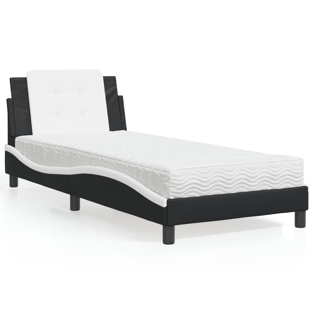 sengeramme uden madras Zadar 90x200 cm kunstlæder sort og hvid