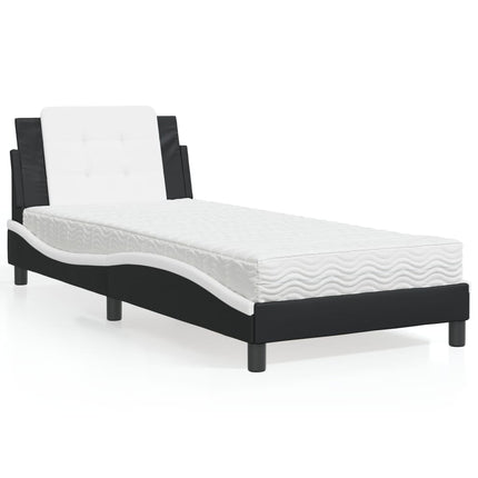 sengeramme uden madras Zadar 90x200 cm kunstlæder sort og hvid