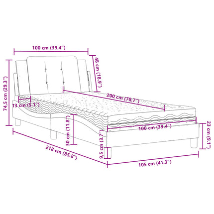 sengeramme uden madras Zadar 100x200 cm kunstlæder cappuccinofarvet
