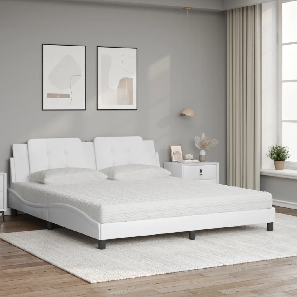 seng med madras Zadar 180x200 cm kunstlæder hvid