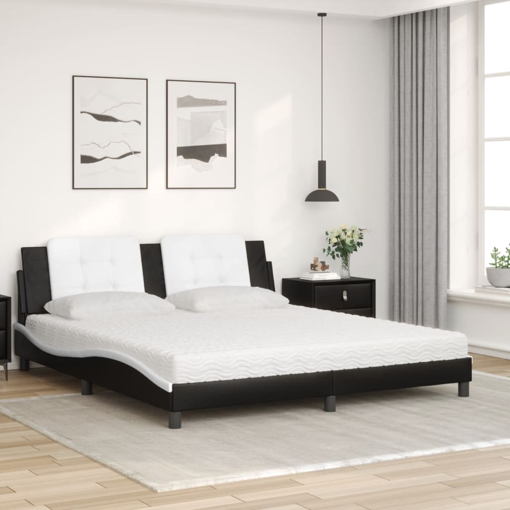 seng med madras Zadar 180x200 cm kunstlæder sort og hvid