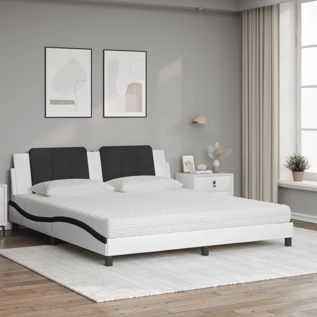 seng med madras Zadar 180x200 cm kunstlæder hvid og sort