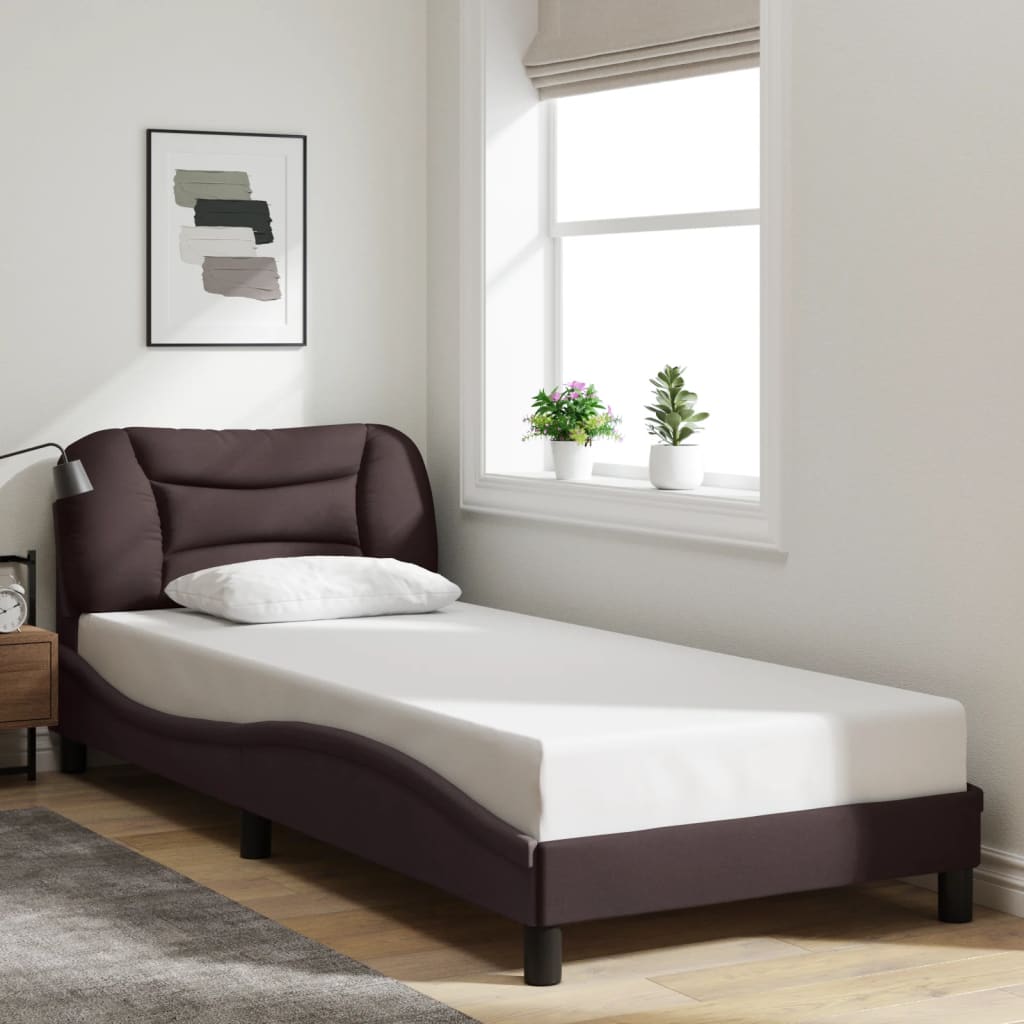 sengeramme med LED uden madras Hvar 80x200 cm stof mørkebrun
