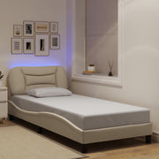 sengeramme med LED uden madras Hvar 80x200 cm stof cremefarvet