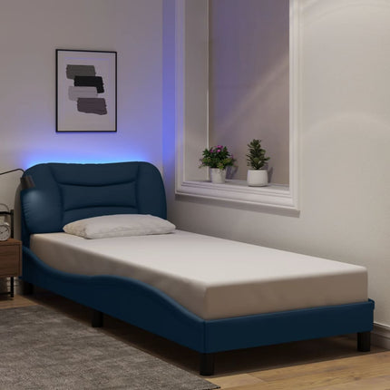 sengeramme med LED uden madras Hvar 80x200 cm stof blå