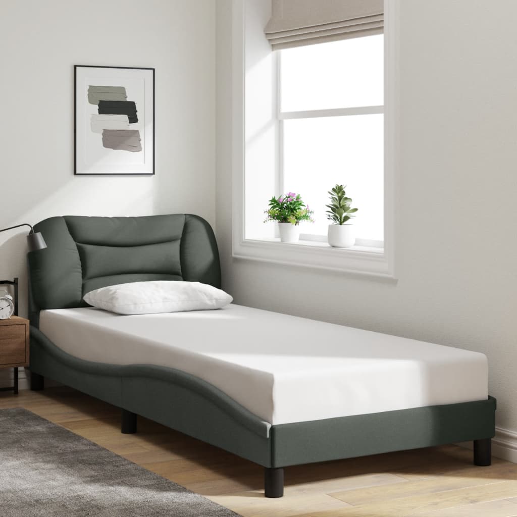 sengeramme med LED uden madras Hvar 90x190 cm stof mørkegrå