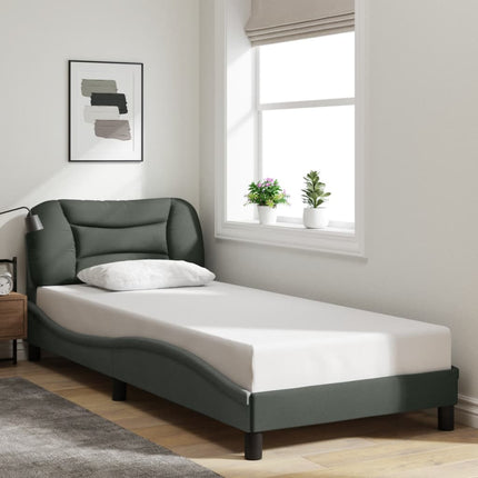 sengeramme med LED uden madras Hvar 90x190 cm stof mørkegrå