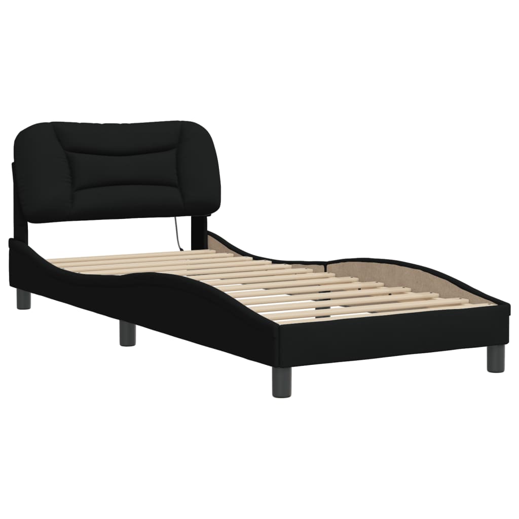 sengeramme med LED uden madras Hvar 90x190 cm stof sort