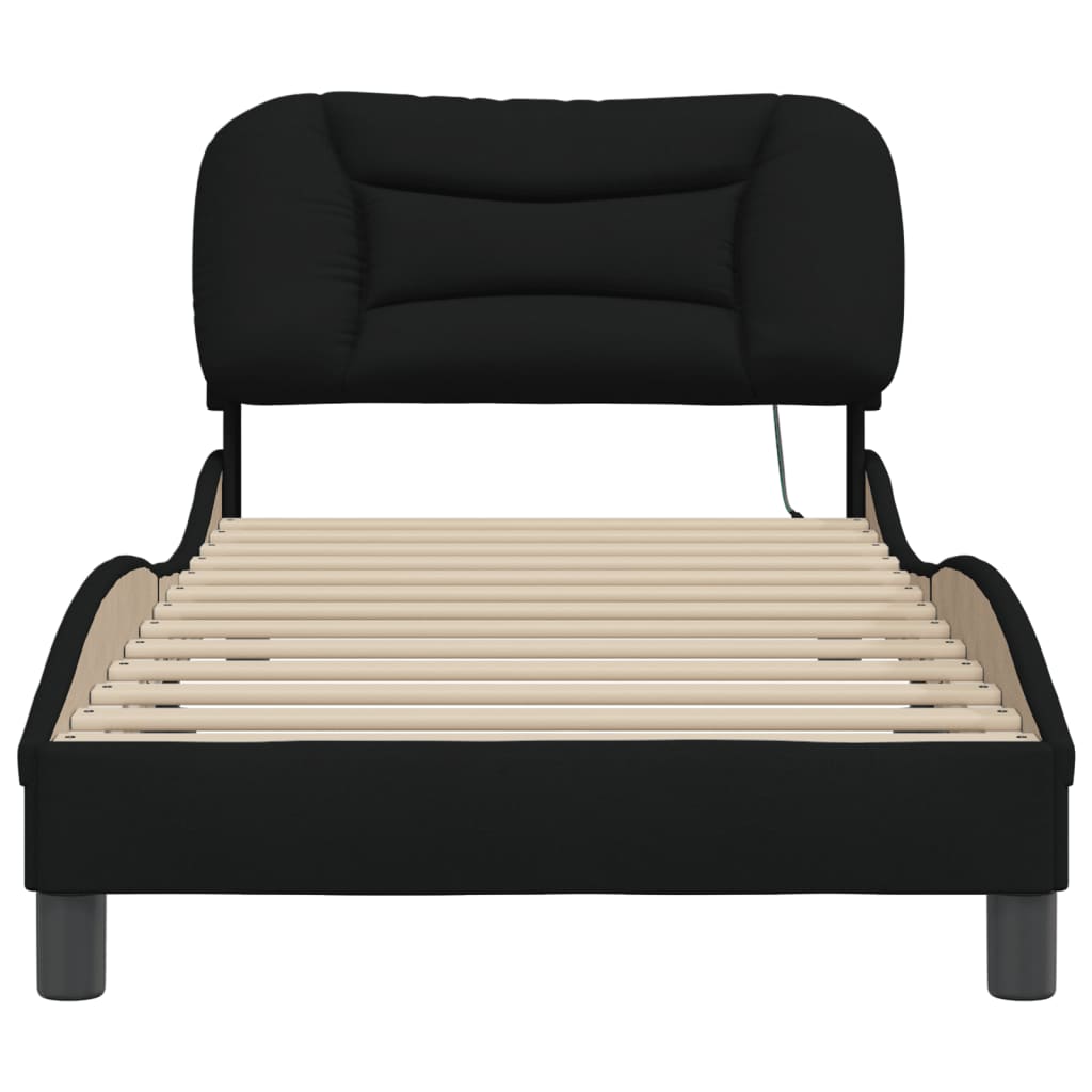 sengeramme med LED uden madras Hvar 90x190 cm stof sort