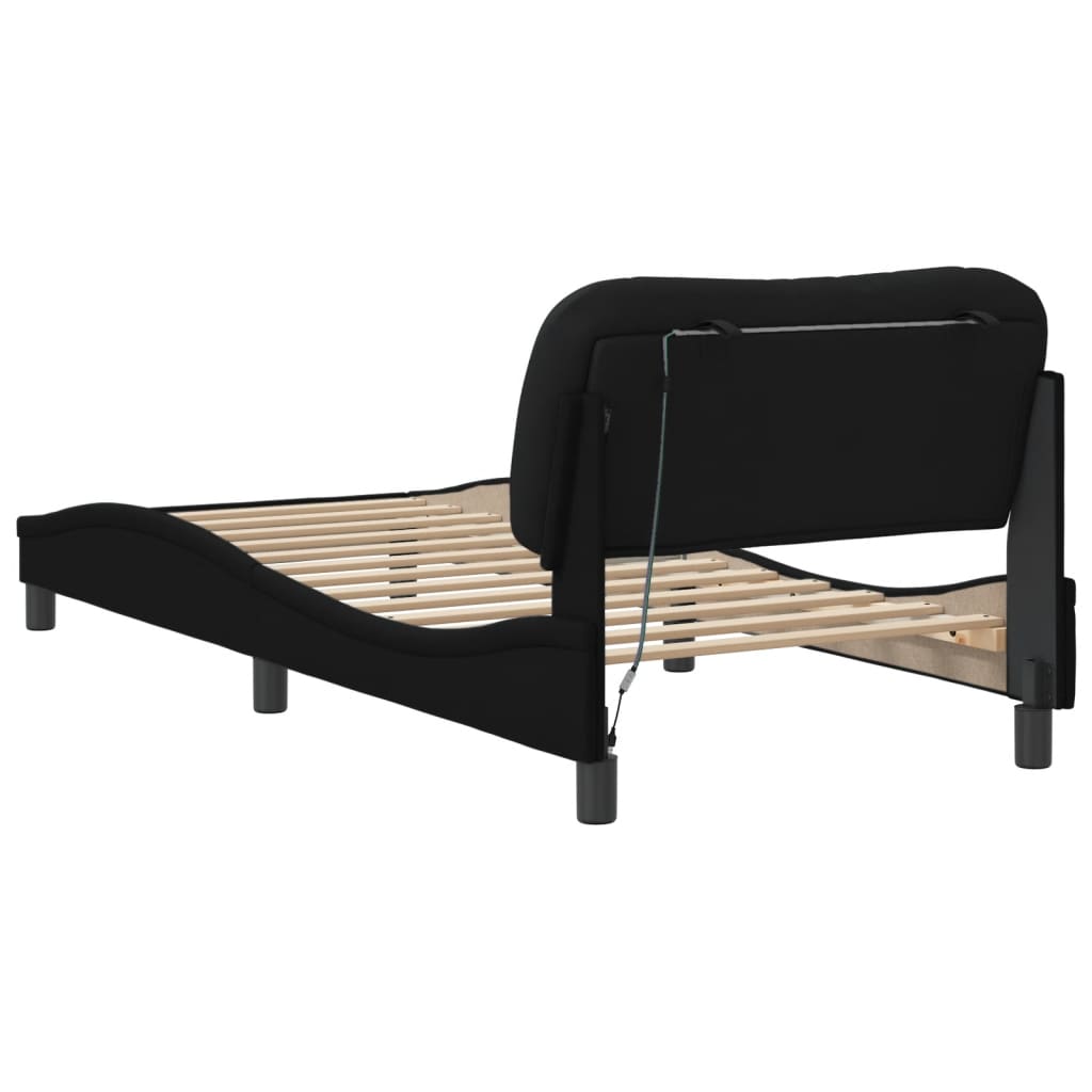 sengeramme med LED uden madras Hvar 90x190 cm stof sort