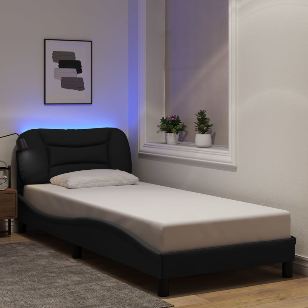 sengeramme med LED uden madras Hvar 90x190 cm stof sort