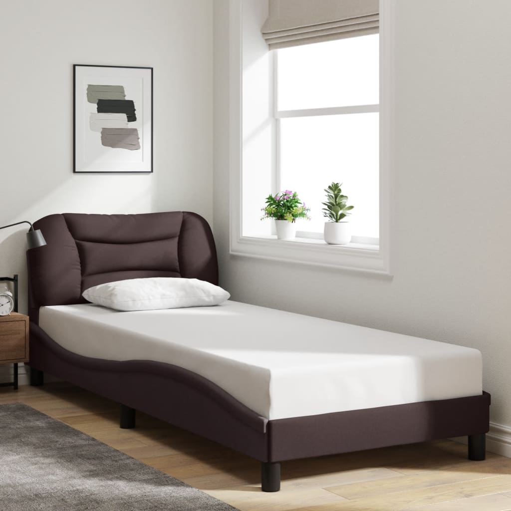 sengeramme med LED uden madras Hvar 90x190 cm stof mørkebrun