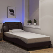 sengeramme med LED uden madras Hvar 90x190 cm stof mørkebrun