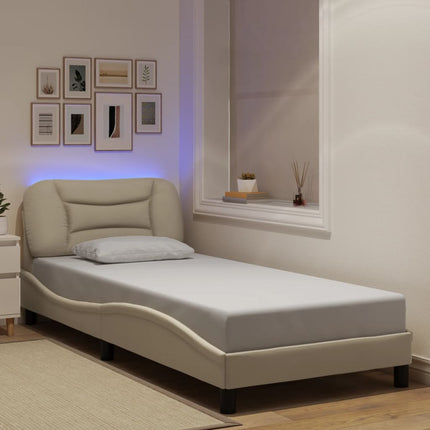 sengeramme med LED uden madras Hvar 90x190 cm stof cremefarvet