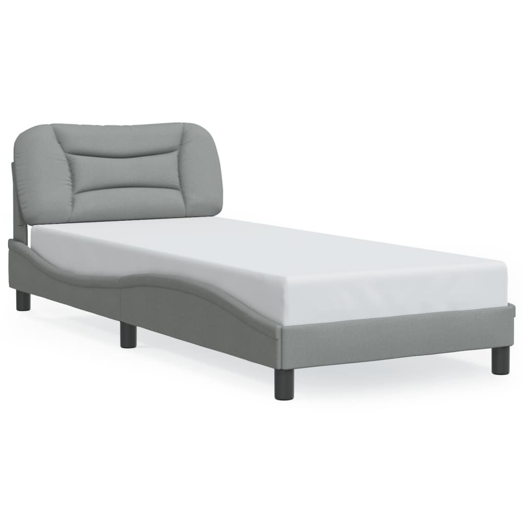 sengeramme med LED uden madras Hvar 90x200 cm stof lysegrå