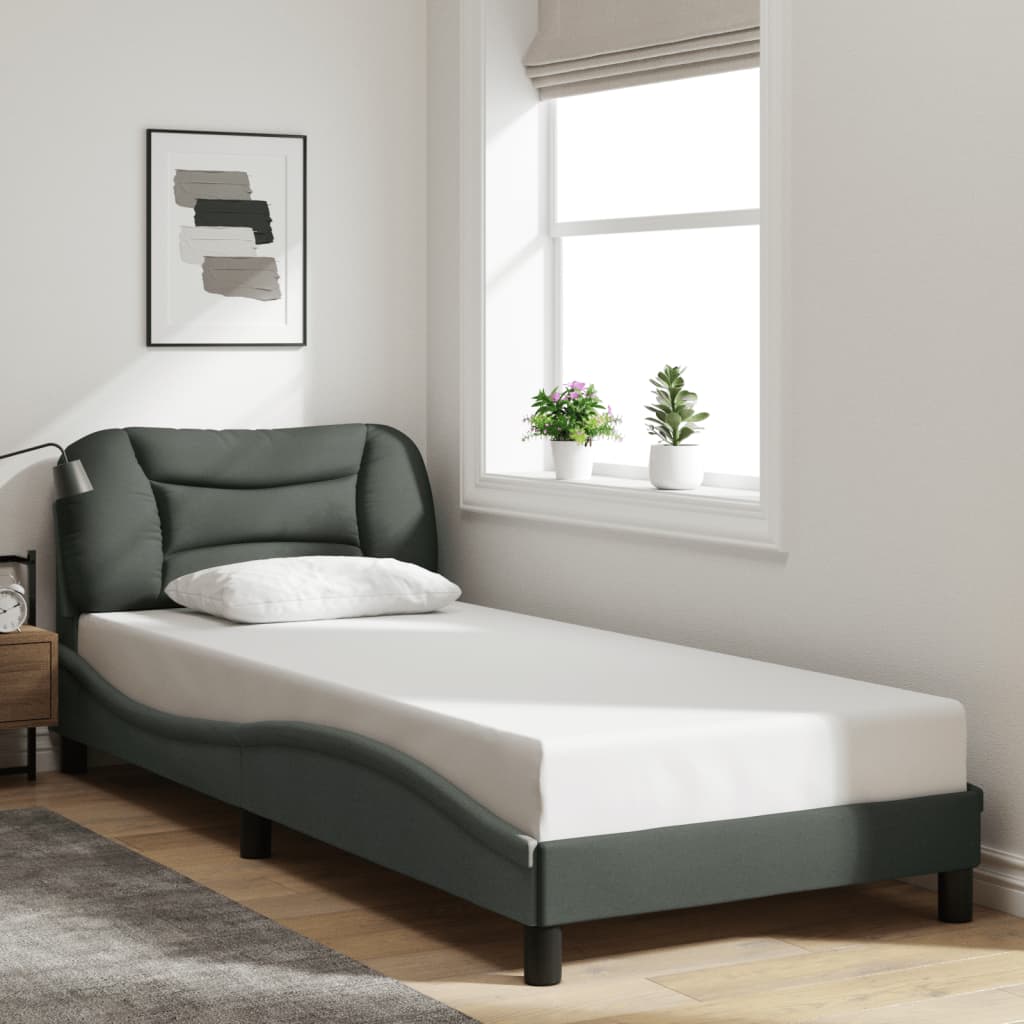 sengeramme med LED uden madras Hvar 90x200 cm stof mørkegrå