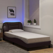 sengeramme med LED uden madras Hvar 90x200 cm stof mørkebrun