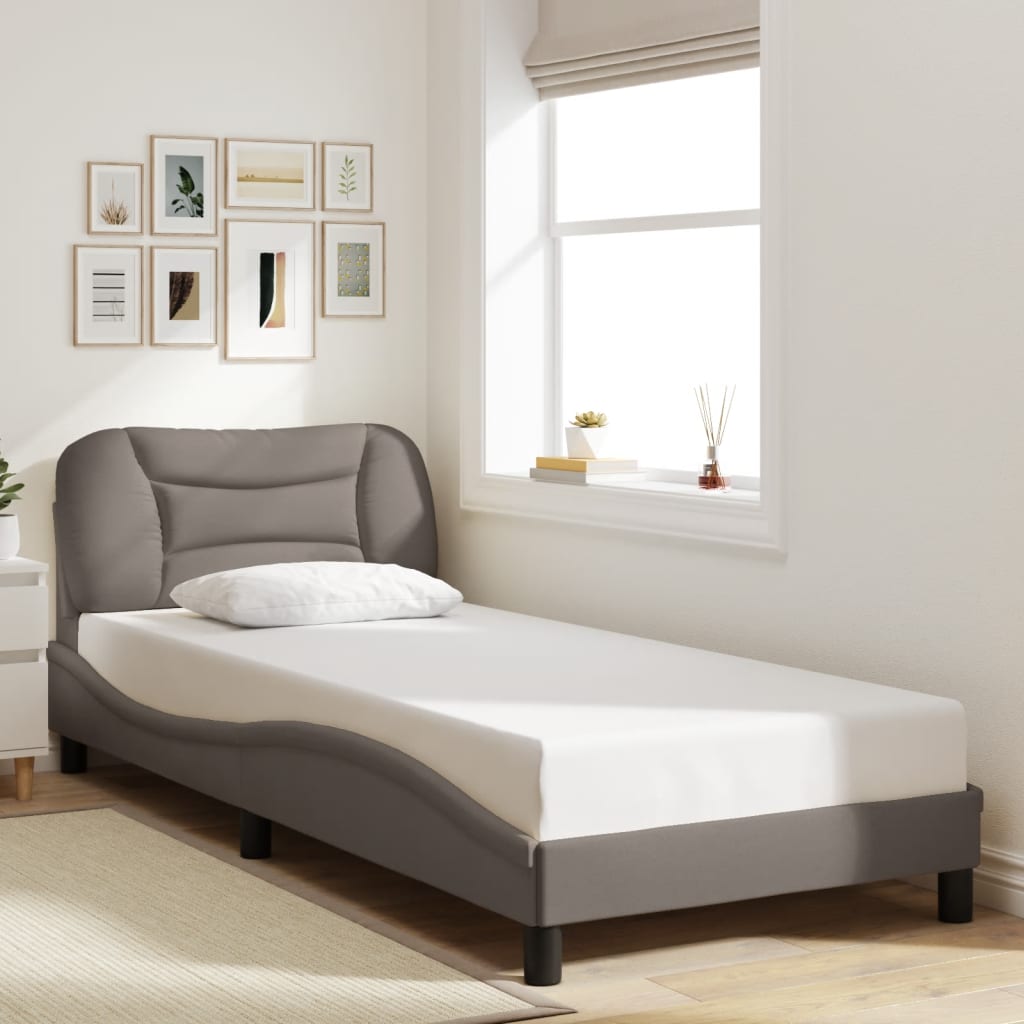 sengeramme med LED uden madras Hvar 90x200 cm stof gråbrun
