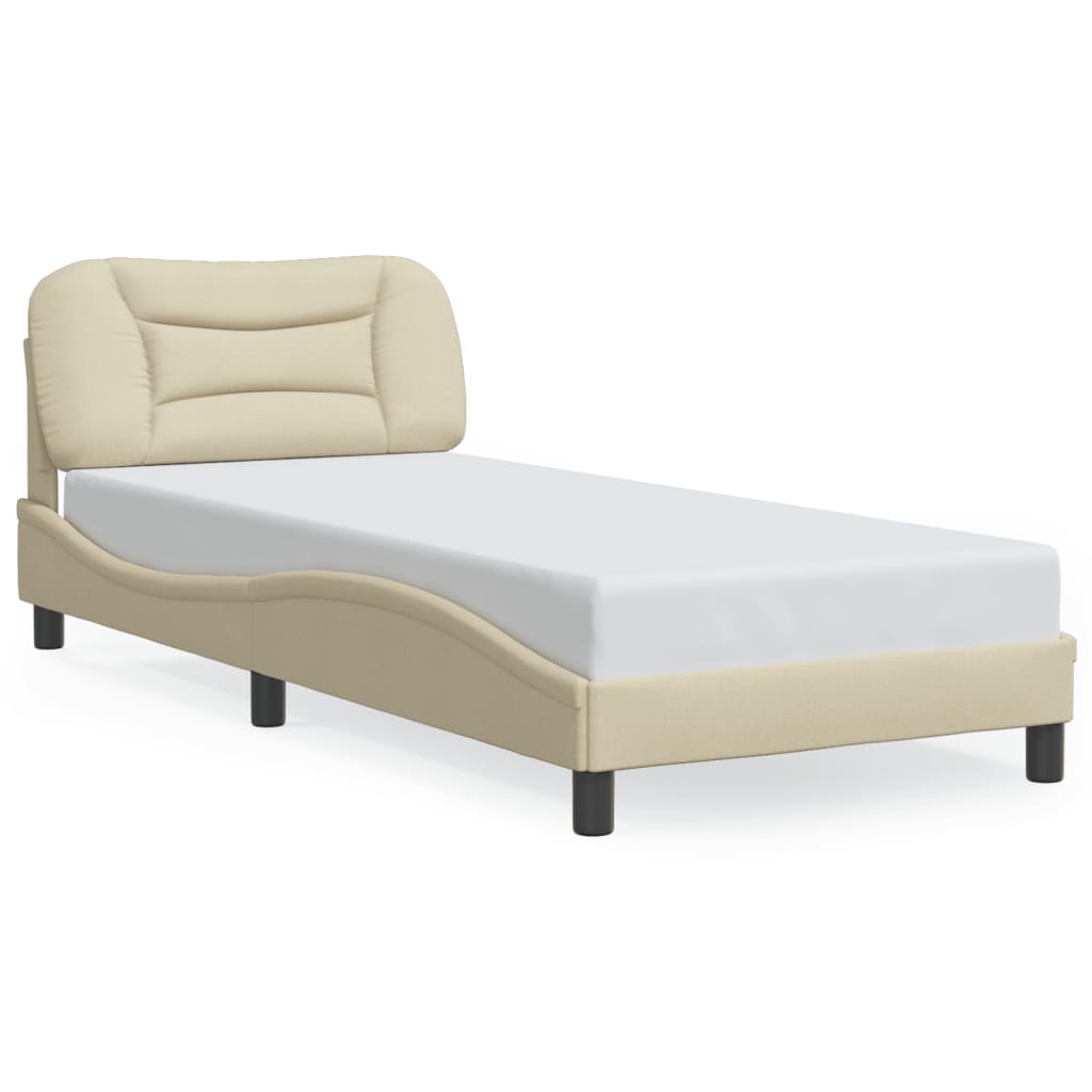 sengeramme med LED uden madras Hvar 90x200 cm stof cremefarvet