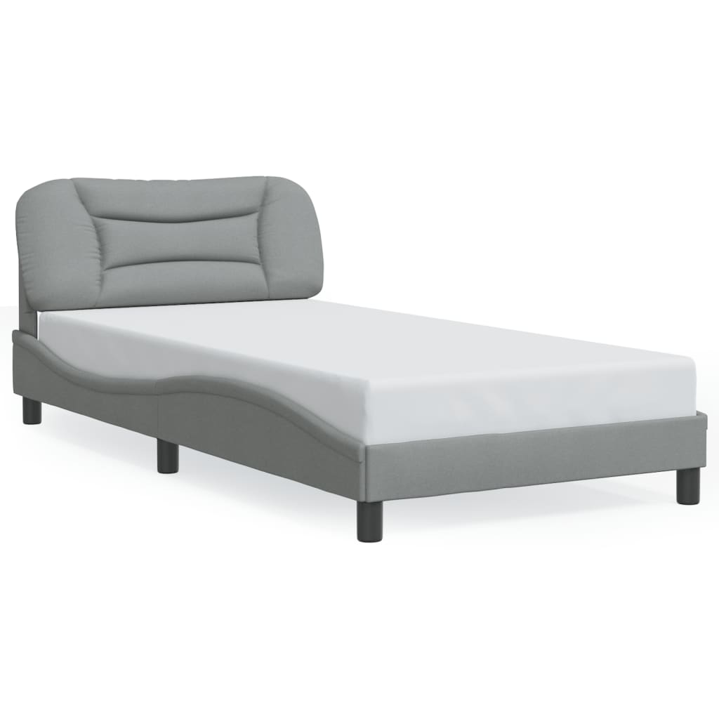 sengeramme med LED uden madras Hvar 100x200 cm stof lysegrå