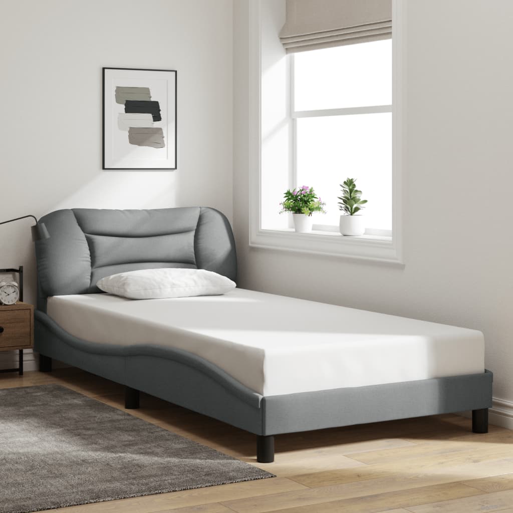 sengeramme med LED uden madras Hvar 100x200 cm stof lysegrå